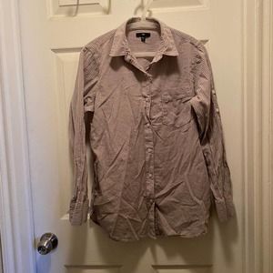 GAP Brown and White Striped Button Down - Small